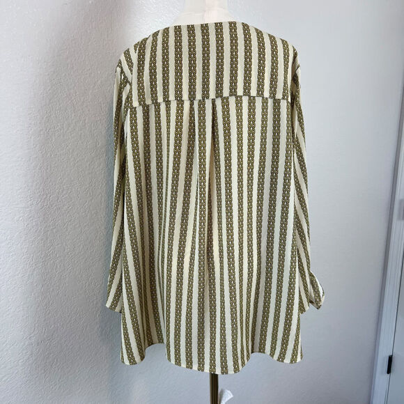 Michael Kors Top Womens 2X Cream Chain Link Print Lightweight Casual Nautical - Picture 6 of 11